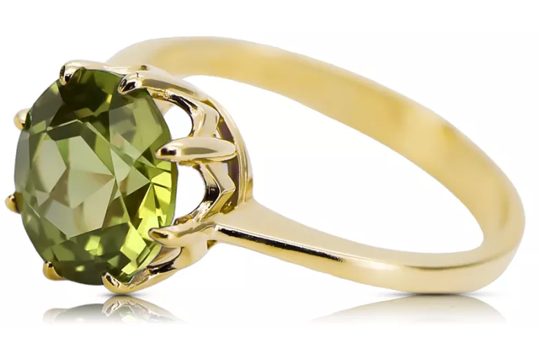 Yellow Peridot 14K Yellow gold Ring Vintage style vrc157y